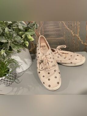 Kate Spade Blush Pink Canvas and Pink Polka Dot Ked Sneakers - Size 8